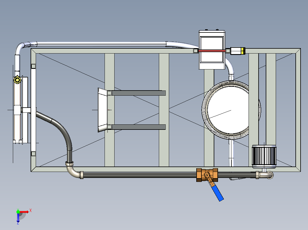 散热器试验台 3d机械模型图纸 iges俯视图