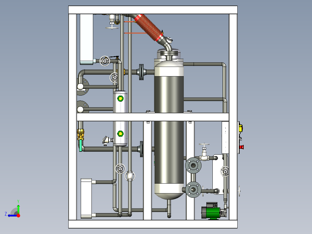 B2004820-氨溶液吸收式制冷机的原型右视图
