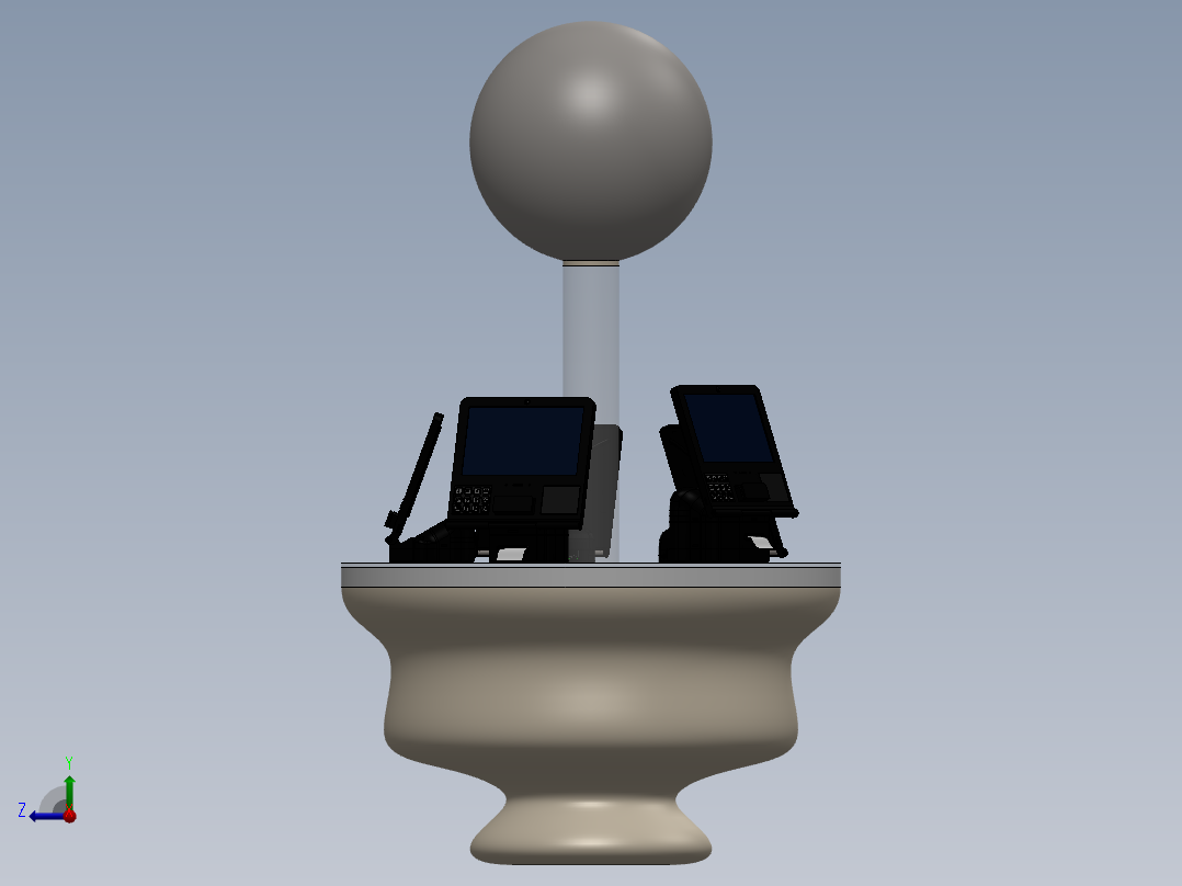 控制屏、屏幕右视图