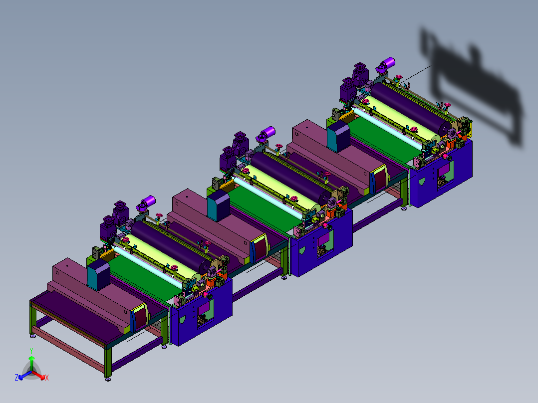 Pvc塑胶地板图案的印刷机正等轴测图