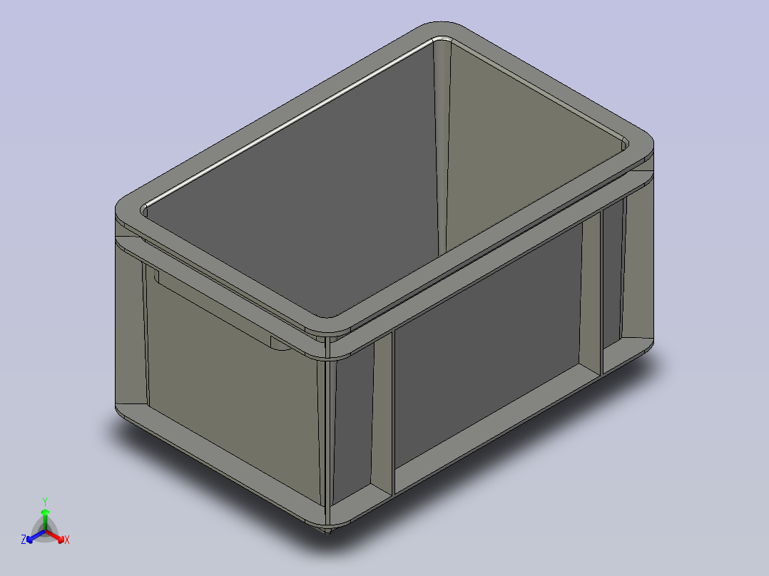 灰色封闭式收纳箱主视图