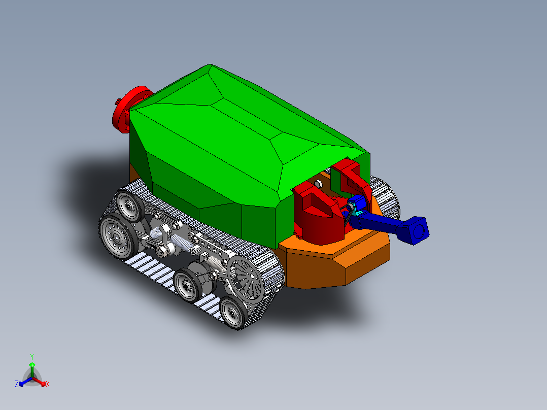 隧道消防履带机器人底盘3D建模图纸 SOLIDWORKS设计正等轴测图