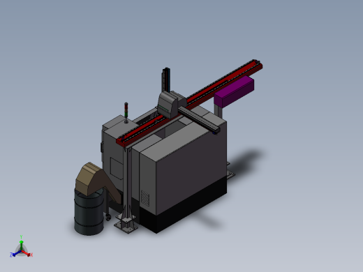 单台车床XYZ机械手数控车床 Inventor 机械设备 图纸文件素材