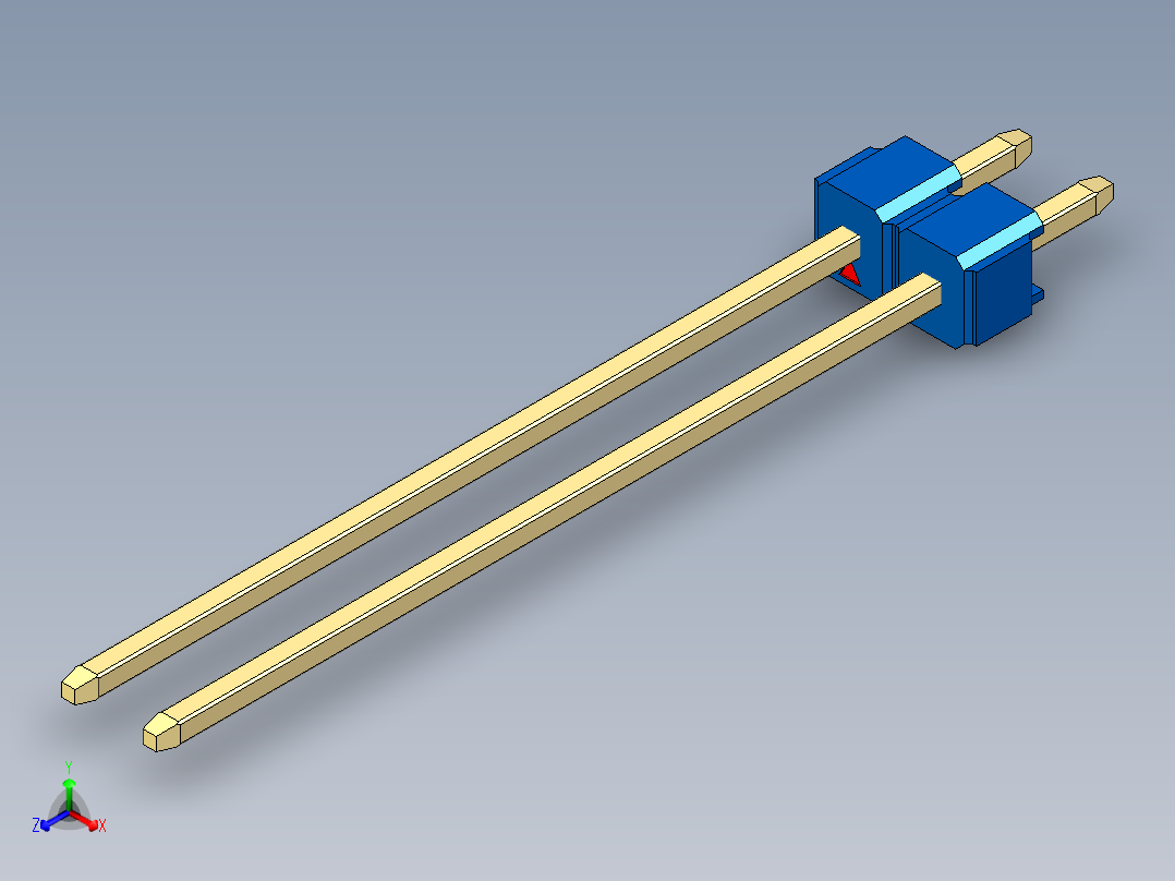 彩色公头100mil（2.54mm）系列-DS1021_blue_1x02p_100mil_Type43_rev1.0主视图
