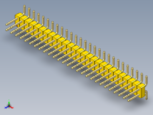 彩色公排针 100mil 2.54mm 系列-DS1022_yellow_54p_100mil_TypeSMT_rev1.0正等轴测缩略图