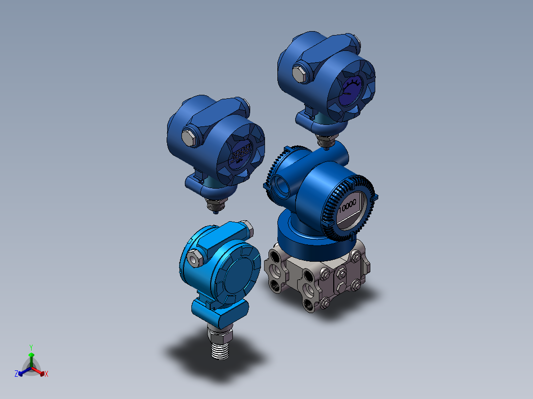 压力变送器SW模型正等轴测图