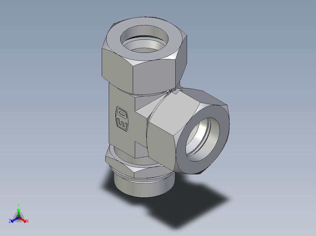 卡套式工业通用硬管接头EO_Adjustable_locknut_run_tee_LEE38SMCF主视图