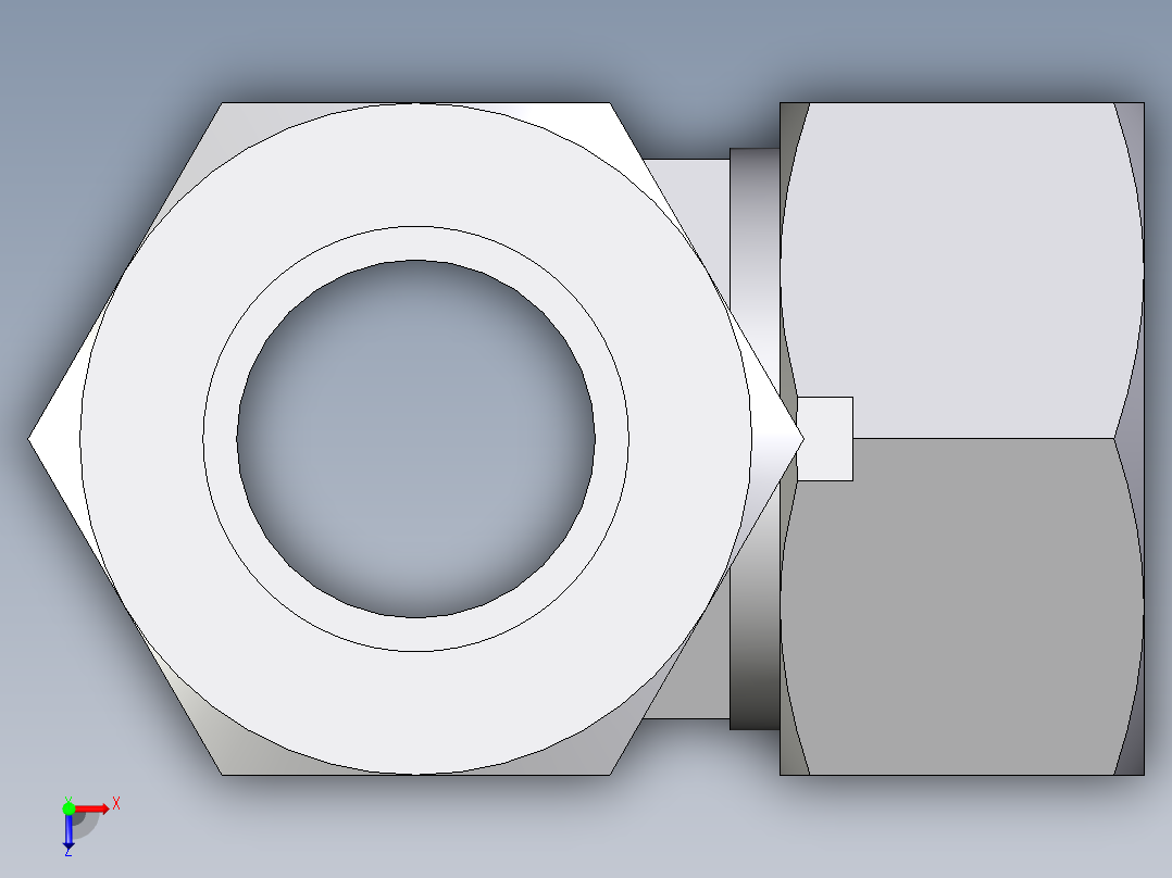 卡套式工业通用硬管接头EO_Adjustable_locknut_run_tee_LEE38SMCF俯视图