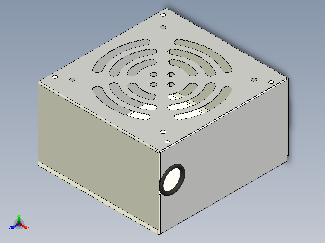 简化ATX PS单元120毫米风扇正等轴测图