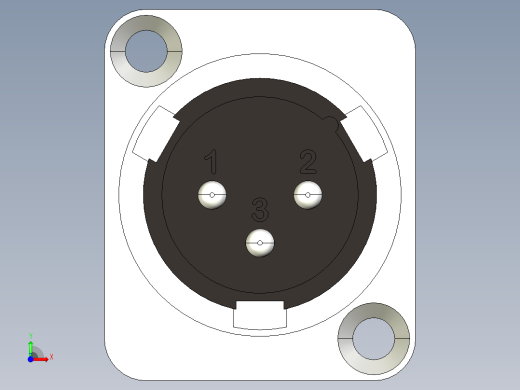 XLR连接器3极公，垂直PCB安装前视缩略图