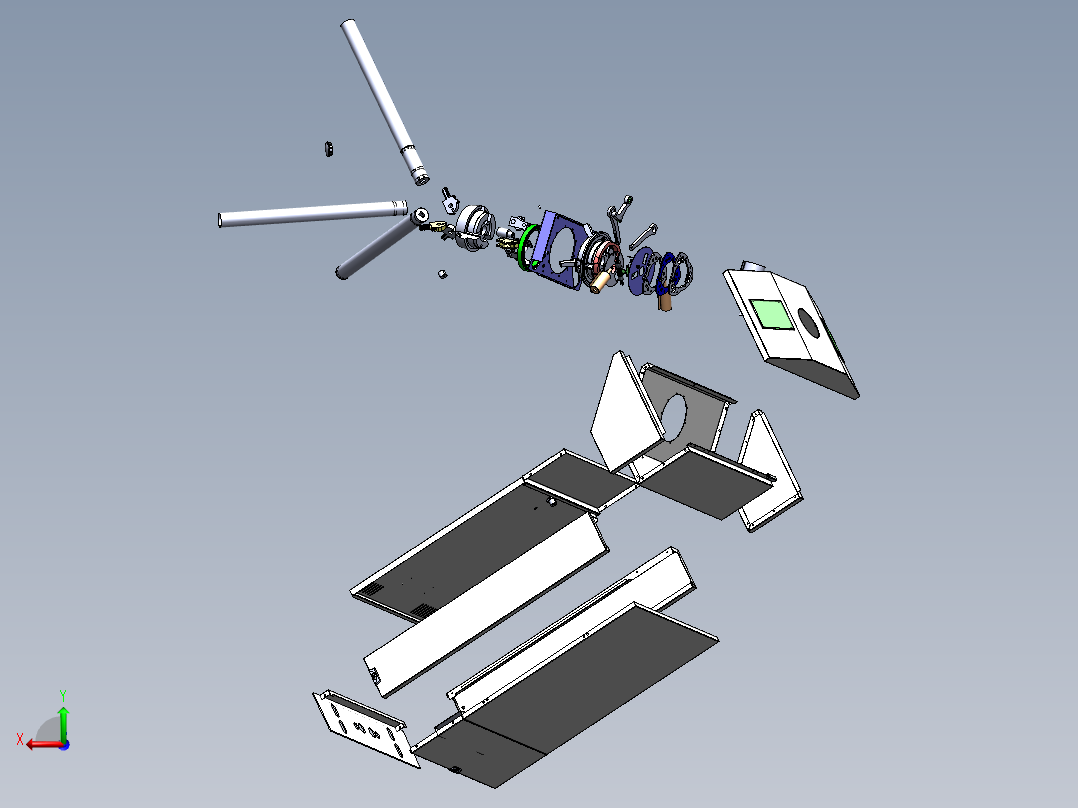 电控柜、立式三辊道闸后视图