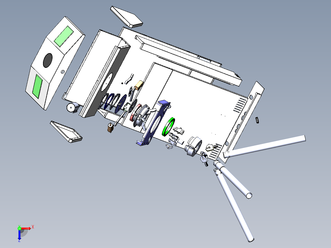 电控柜、立式三辊道闸俯视图