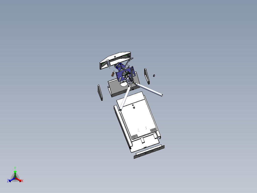 电控柜、立式三辊道闸正等轴测图