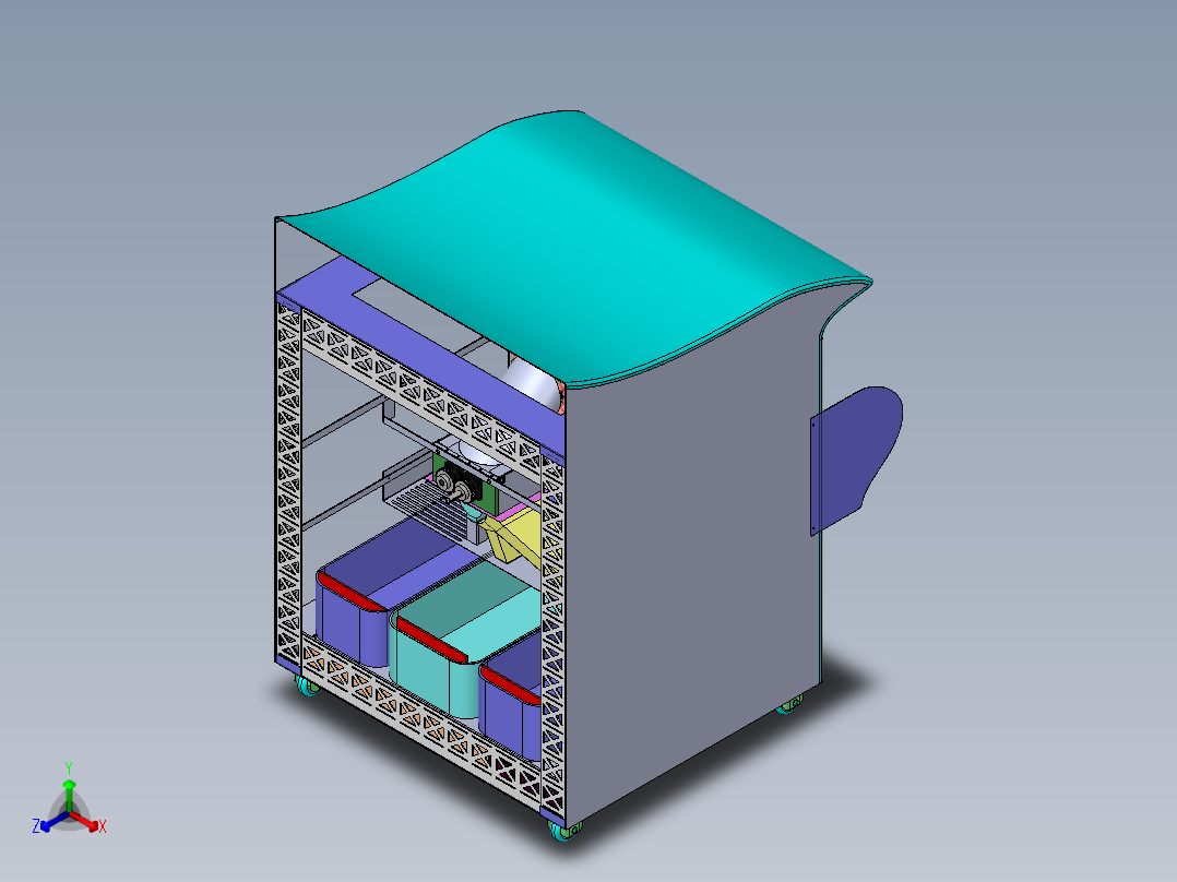 电控柜、垃圾回收站正等轴测图
