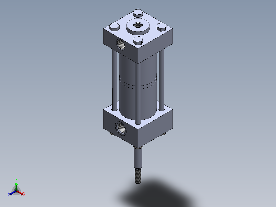 拉杆液压缸正等轴测图