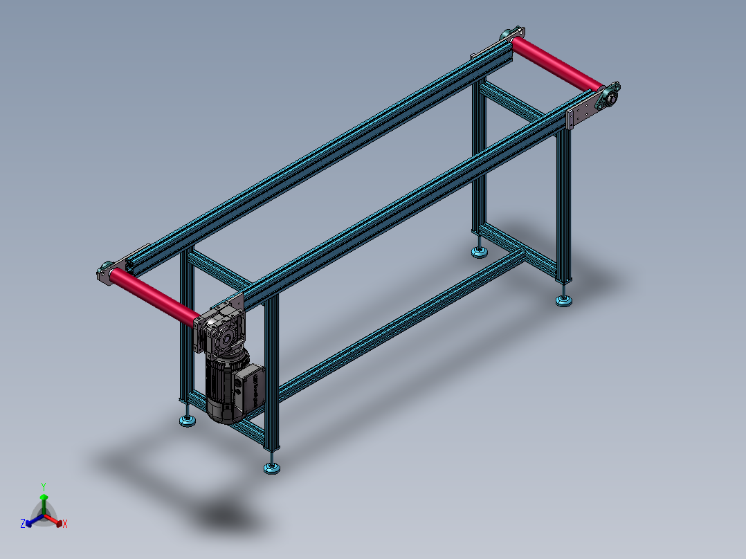 皮带流水线正等轴测图