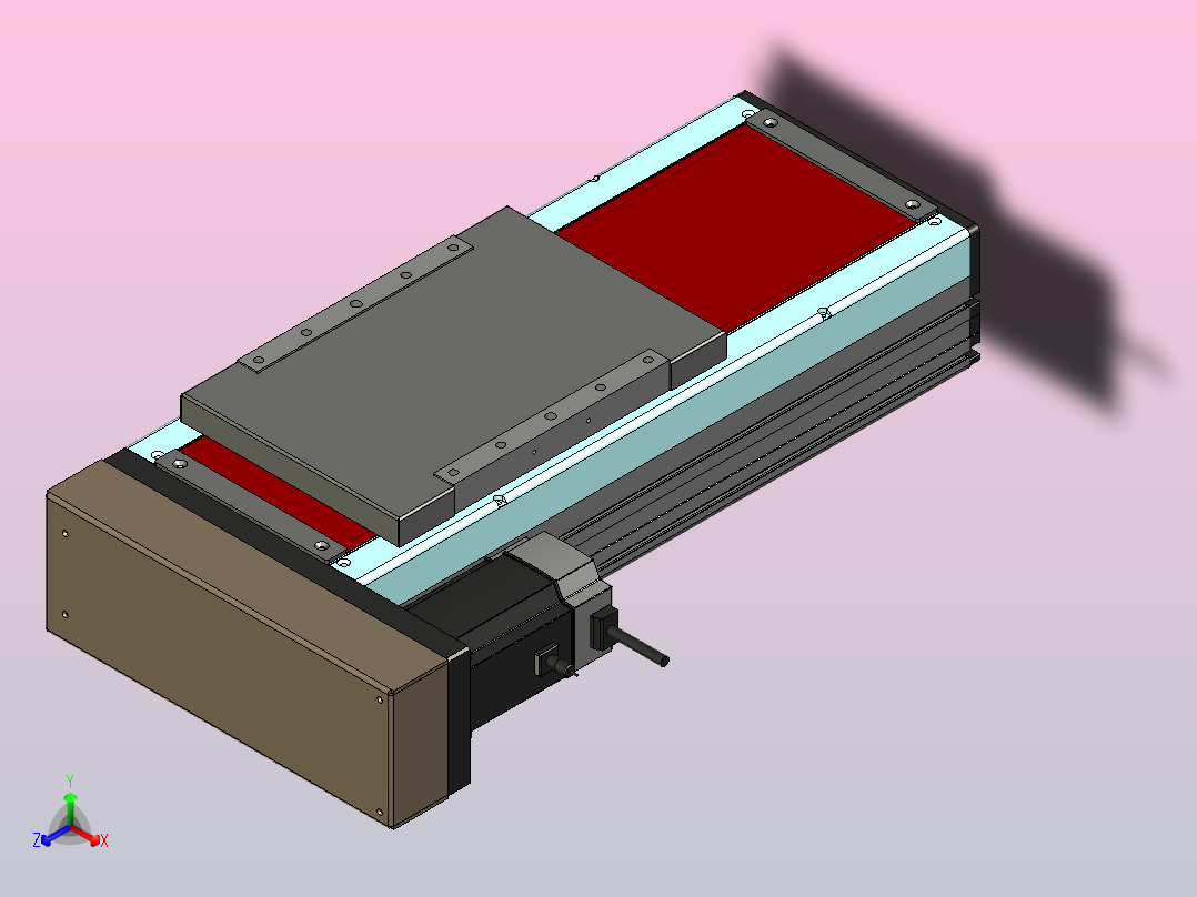 150 mm行程的线性运动和右侧电机XNTD22-BL-150正等轴测图
