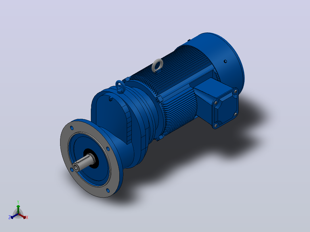 RXF77法兰轴伸式安装斜齿轮减速机RX77-Y2.2-4P-100-M1-0°-Φ250正等轴测图