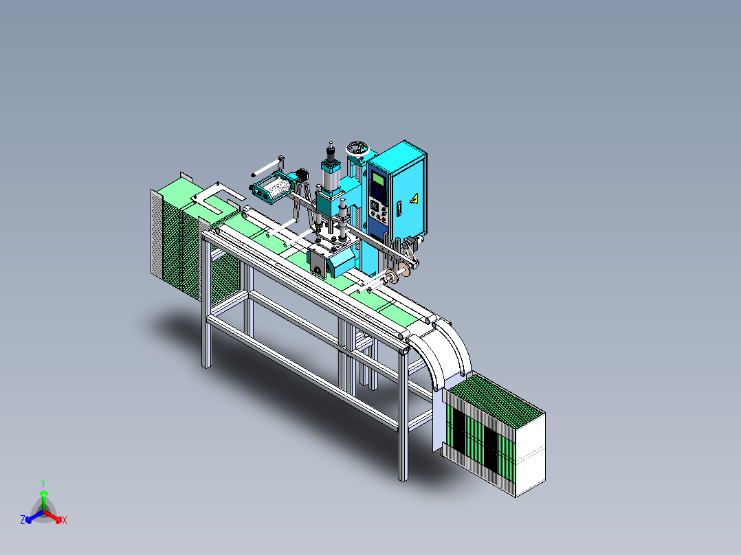 自动化上下料烫金印刷机sw16可编辑正等轴测图