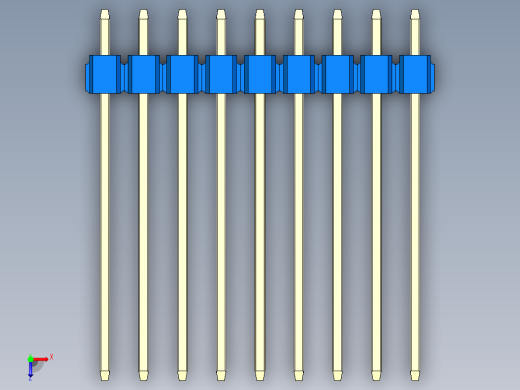彩色公头100mil（2.54mm）系列-DS1021_blue_3x09p_100mil_Type19_rev1.0俯视缩略图