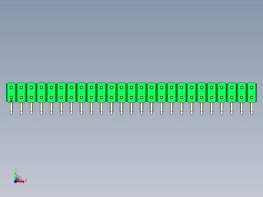 彩色公排针 100mil 2.54mm 系列-DS1022_green_2x25p_100mil_TypeD_rev1.0前视缩略图