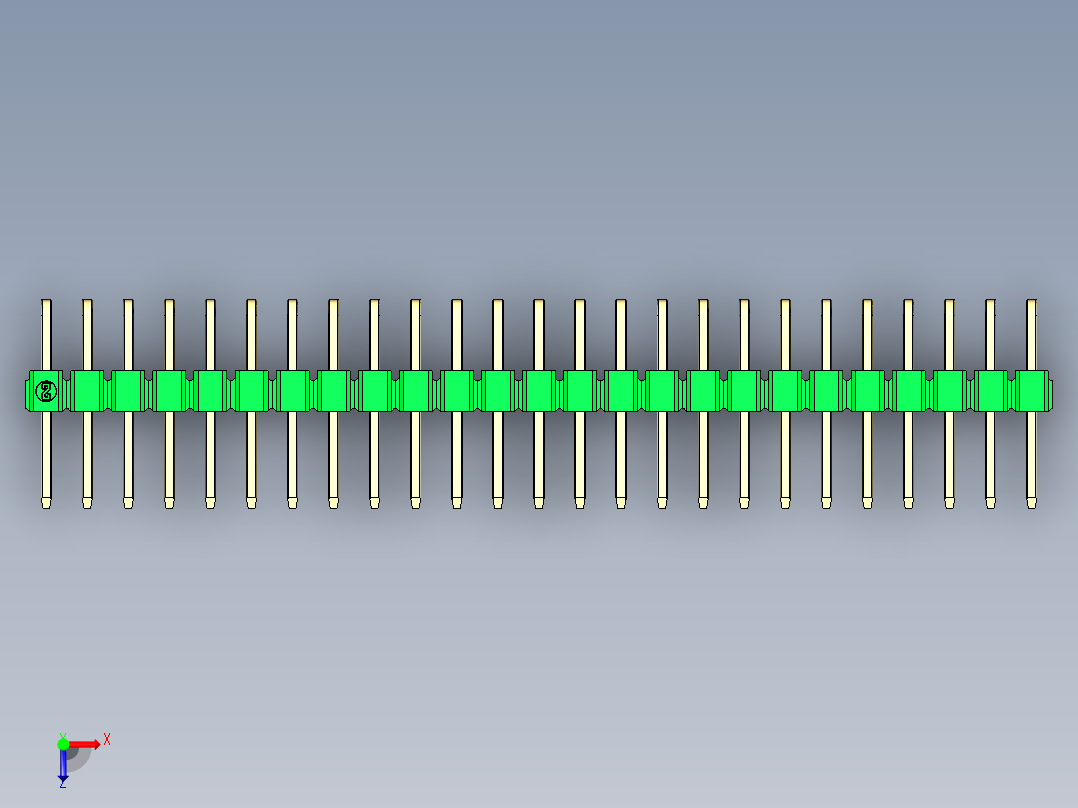 彩色公排针 100mil 2.54mm 系列-DS1022_green_2x25p_100mil_TypeD_rev1.0俯视图