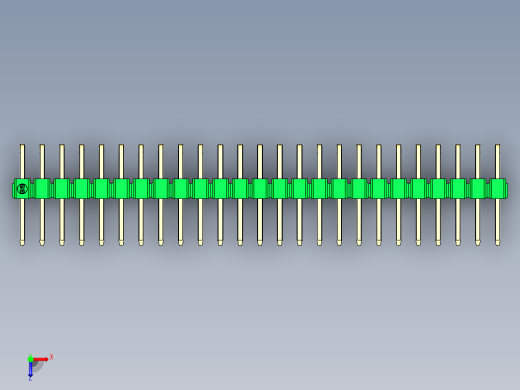 彩色公排针 100mil 2.54mm 系列-DS1022_green_2x25p_100mil_TypeD_rev1.0俯视缩略图