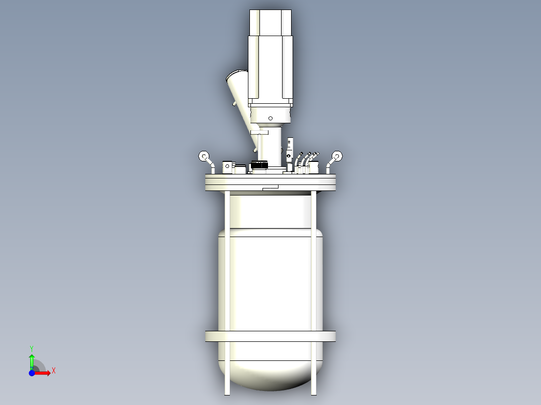 7L双壁玻璃发酵罐三维模型前视图