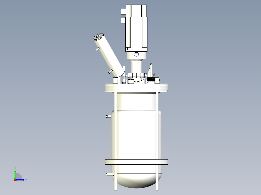 7L双壁玻璃发酵罐三维模型左视图