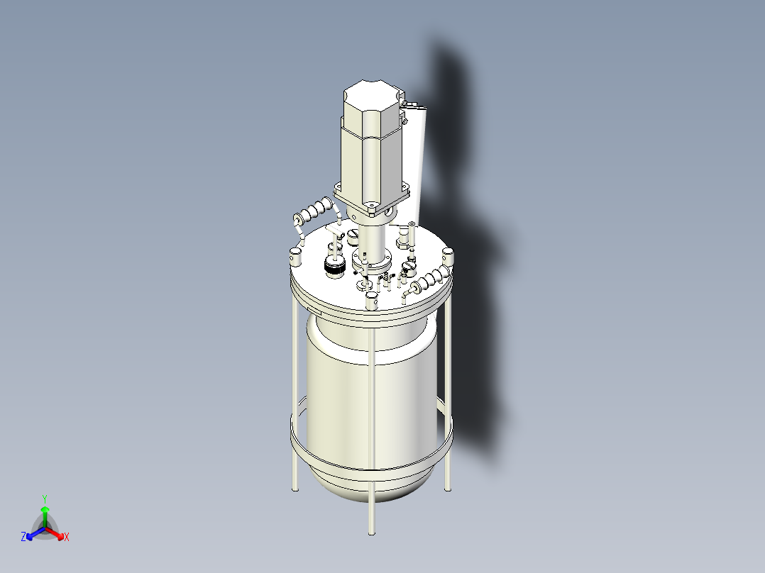 7L双壁玻璃发酵罐三维模型正等轴测图