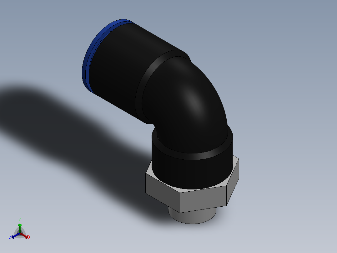 Ø10 x 1-8G COTOVELO 90° MACHO GIRAT. (C02471018)正等轴测图