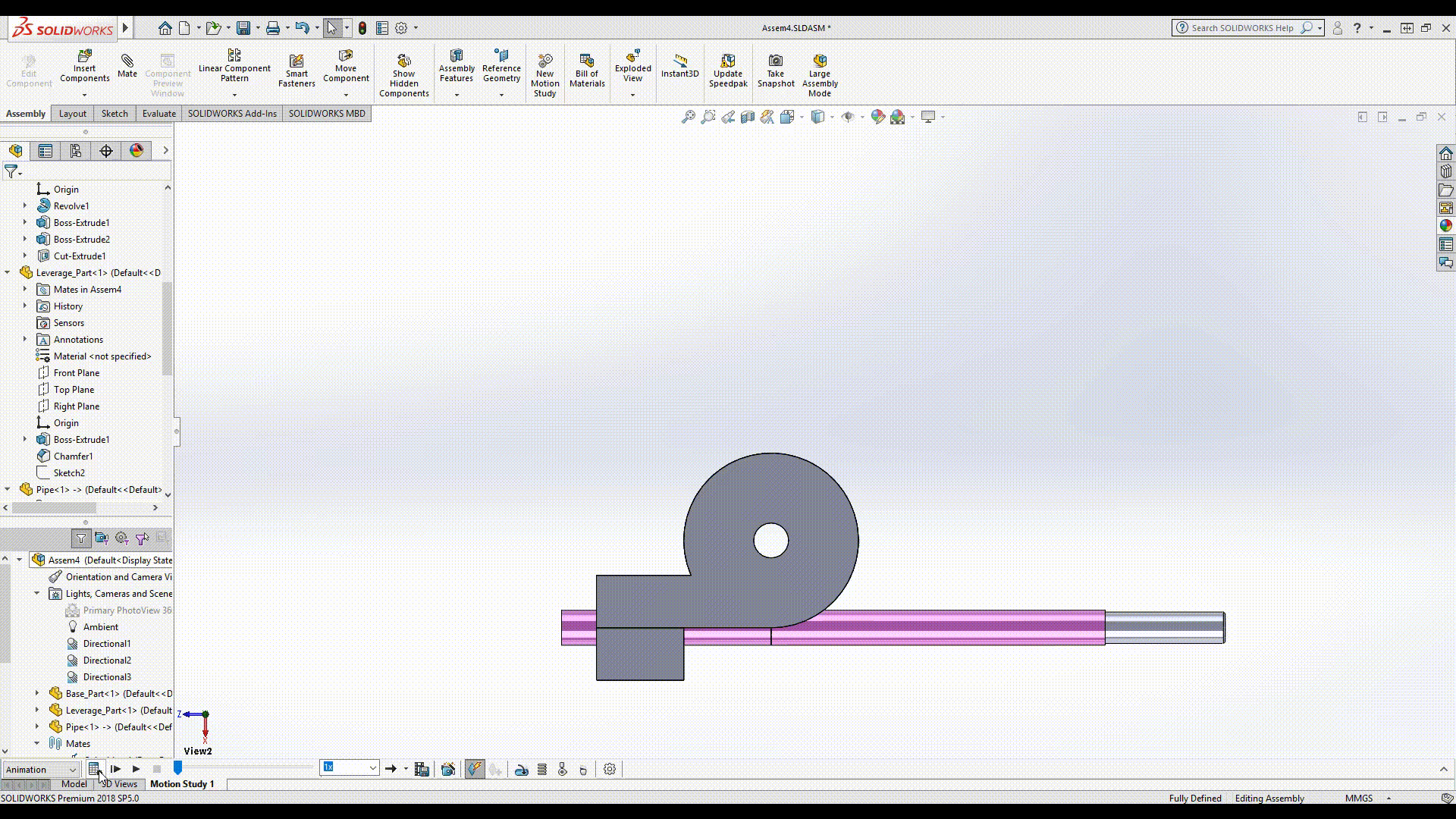 在Solidworks运动中模拟管道弯曲