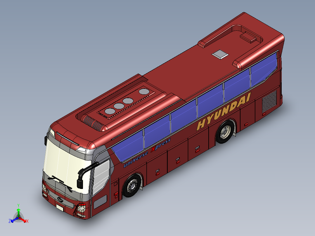 客车、公交车、代环球专线正等轴测图