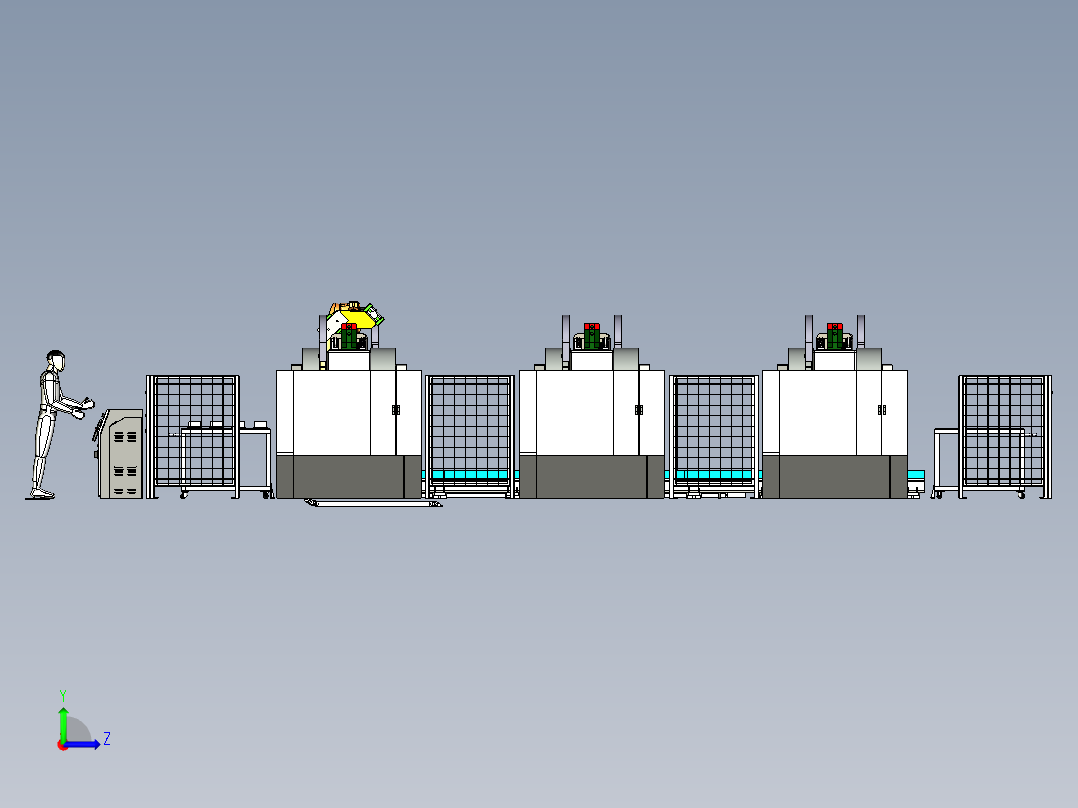 模具自动化加工产线案例左视图