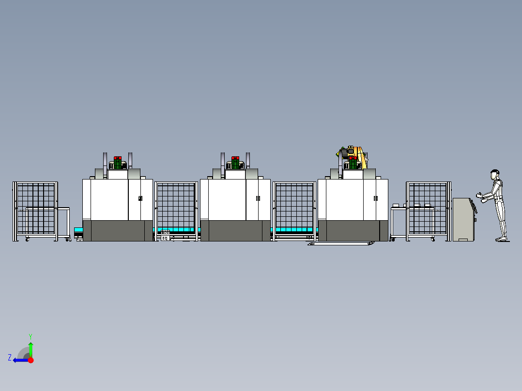 模具自动化加工产线案例右视图