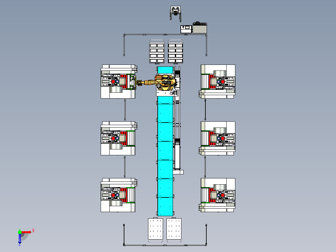 模具自动化加工产线案例俯视图