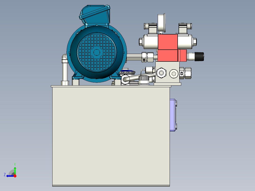 B3004117-简易液压动力单元液压泵站右视图