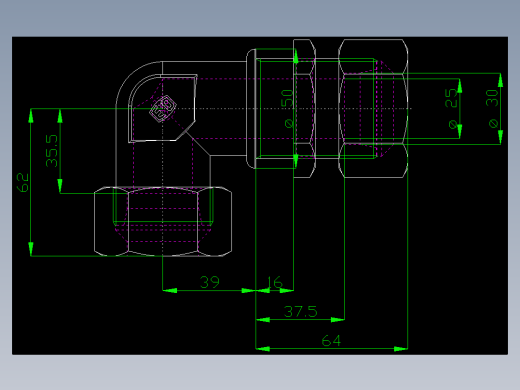PARKER管接头EO Bulkhead elbow WSV30SCF(16)_front