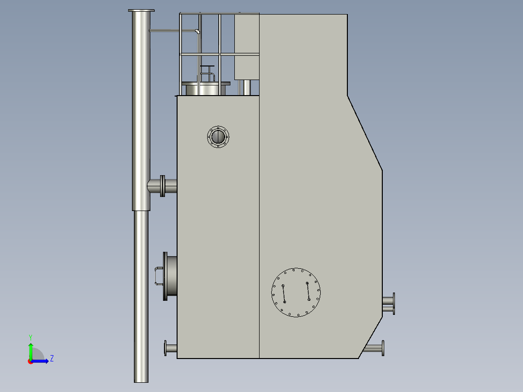基于多级循环净化的大流量净水器左视图
