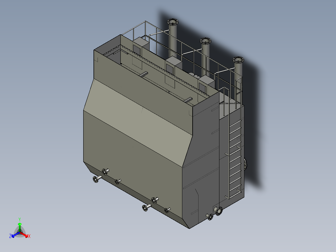基于多级循环净化的大流量净水器正等轴测图