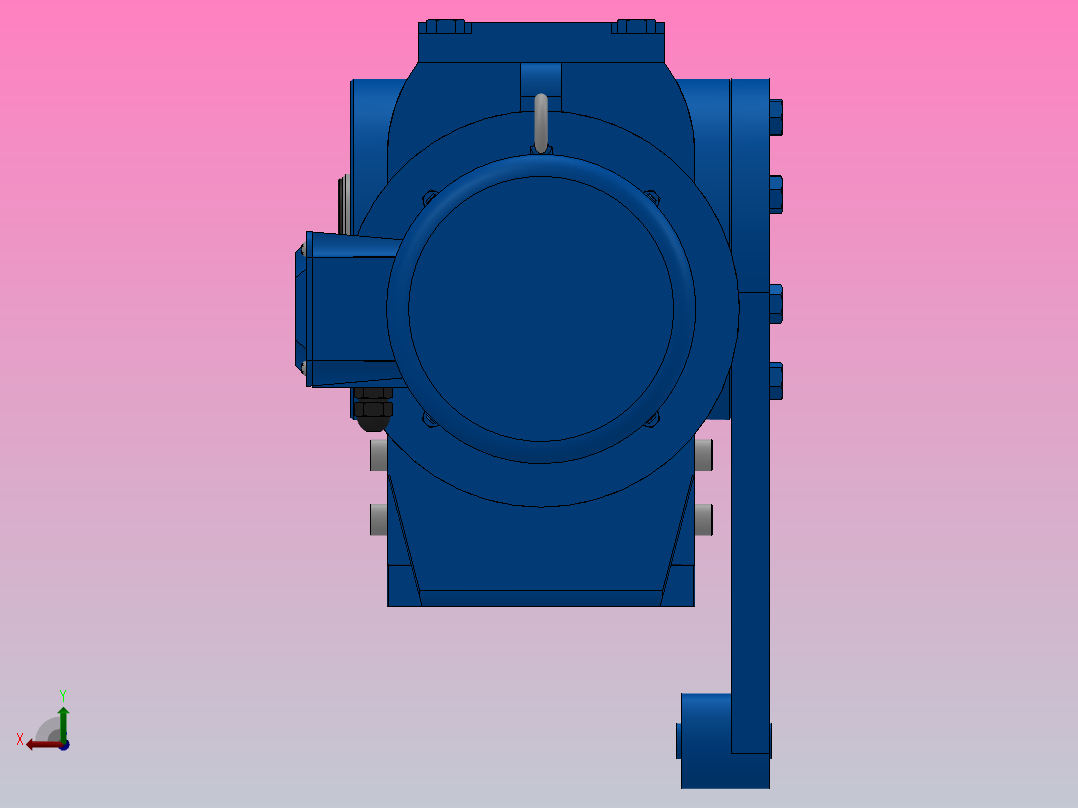 SAT87带防转臂空心轴安装斜齿-蜗轮蜗杆减速机SAT87-YV1.1-4P-198-M1-0°-B后视图