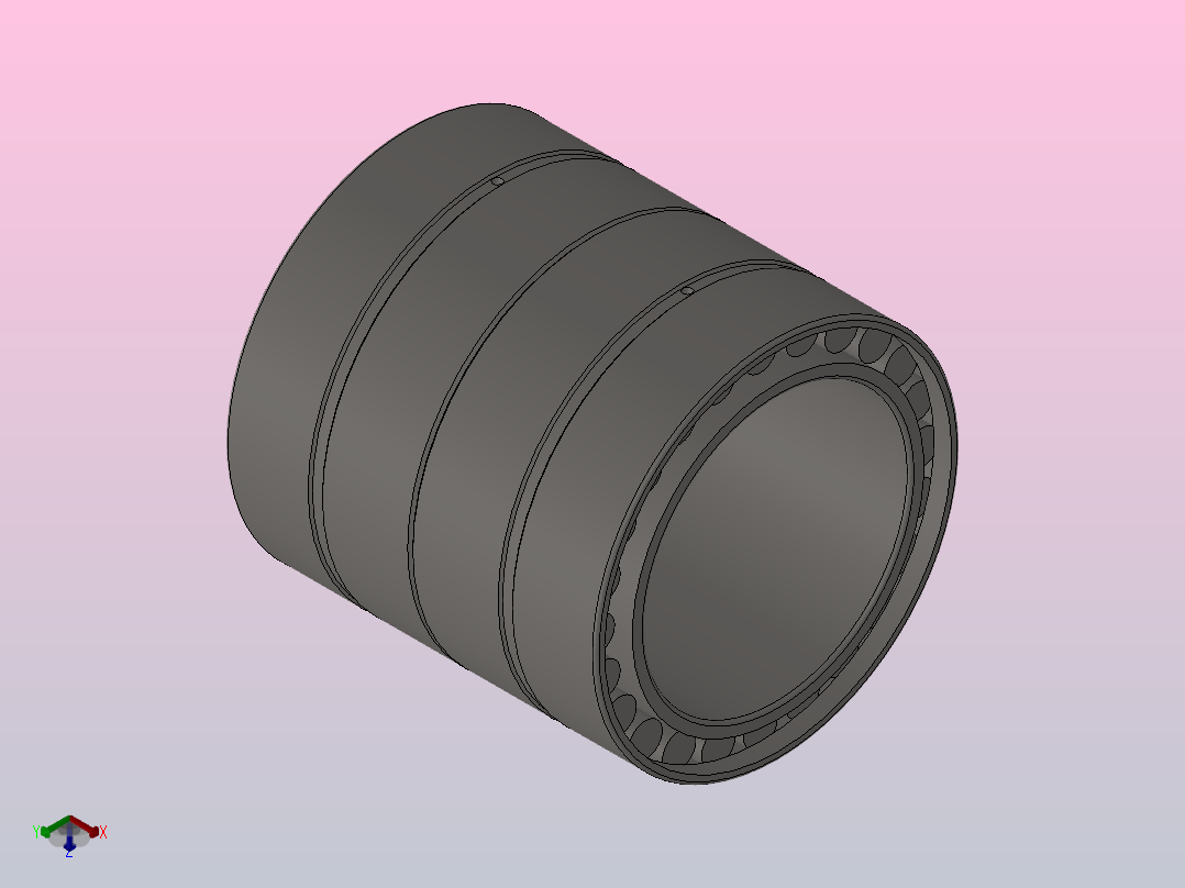 单内圈四列圆柱滚子轴承FC型_FC 243390正等轴测图