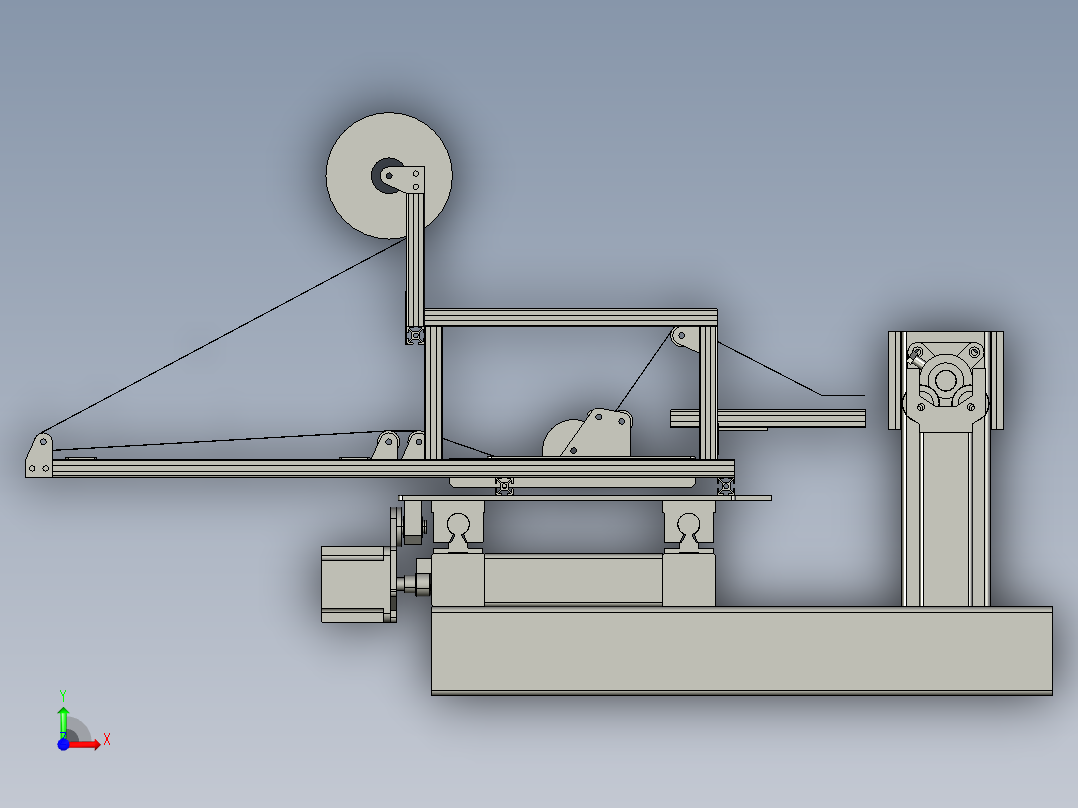 长丝缠绕机3D数模图纸 STEP格式前视图