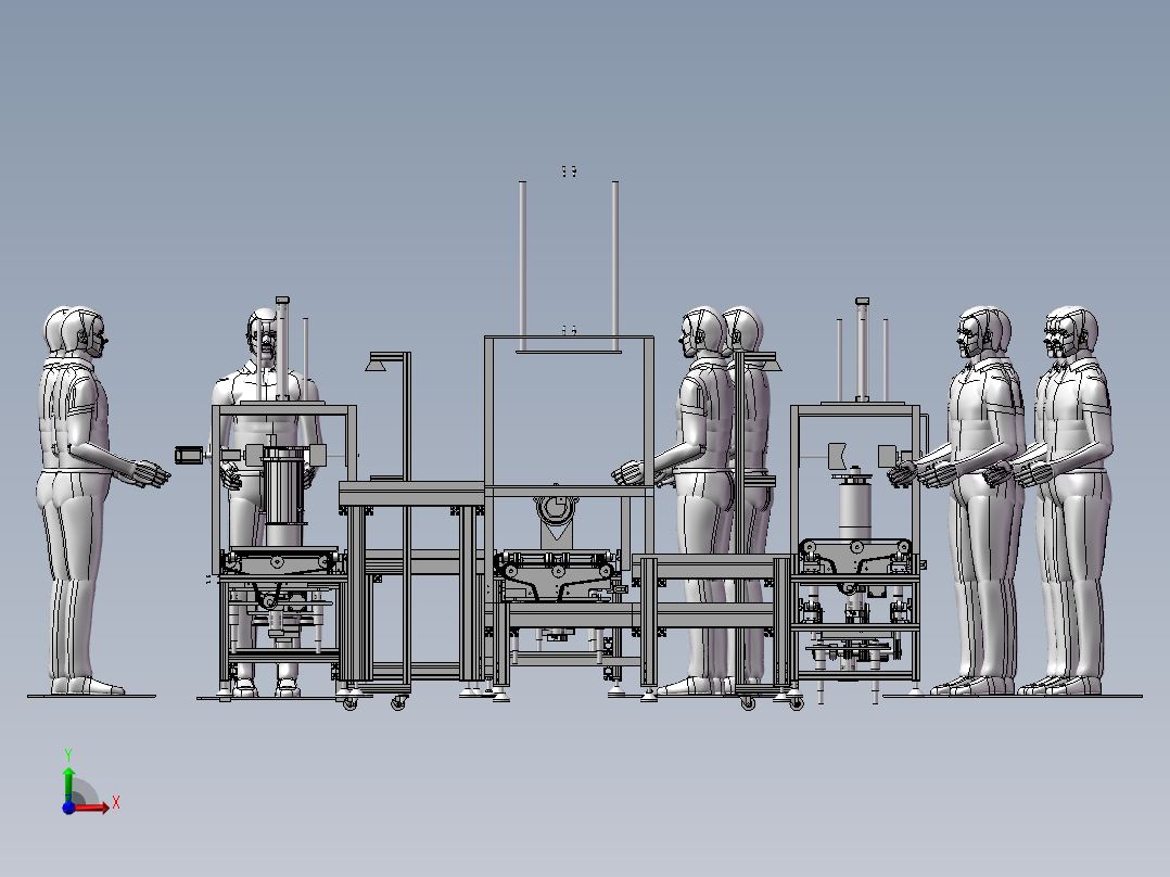 16电机组装线（电机定子、转子、罩壳组装流水线）前视图