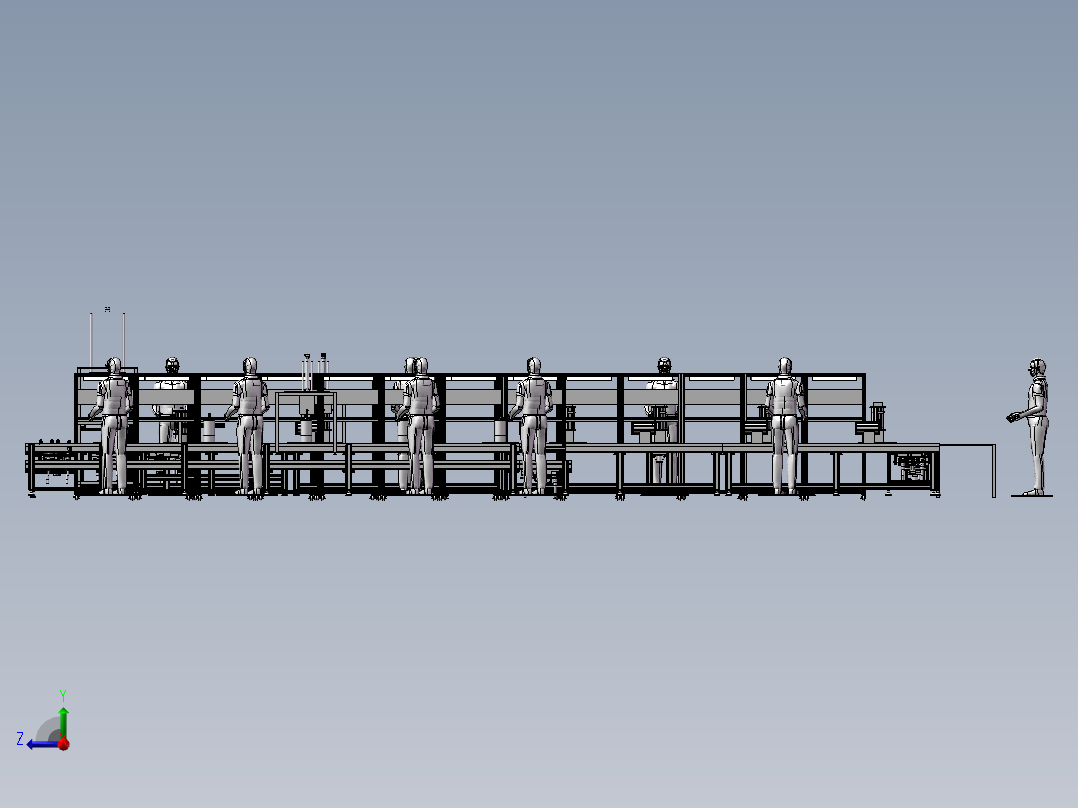 16电机组装线（电机定子、转子、罩壳组装流水线）右视图