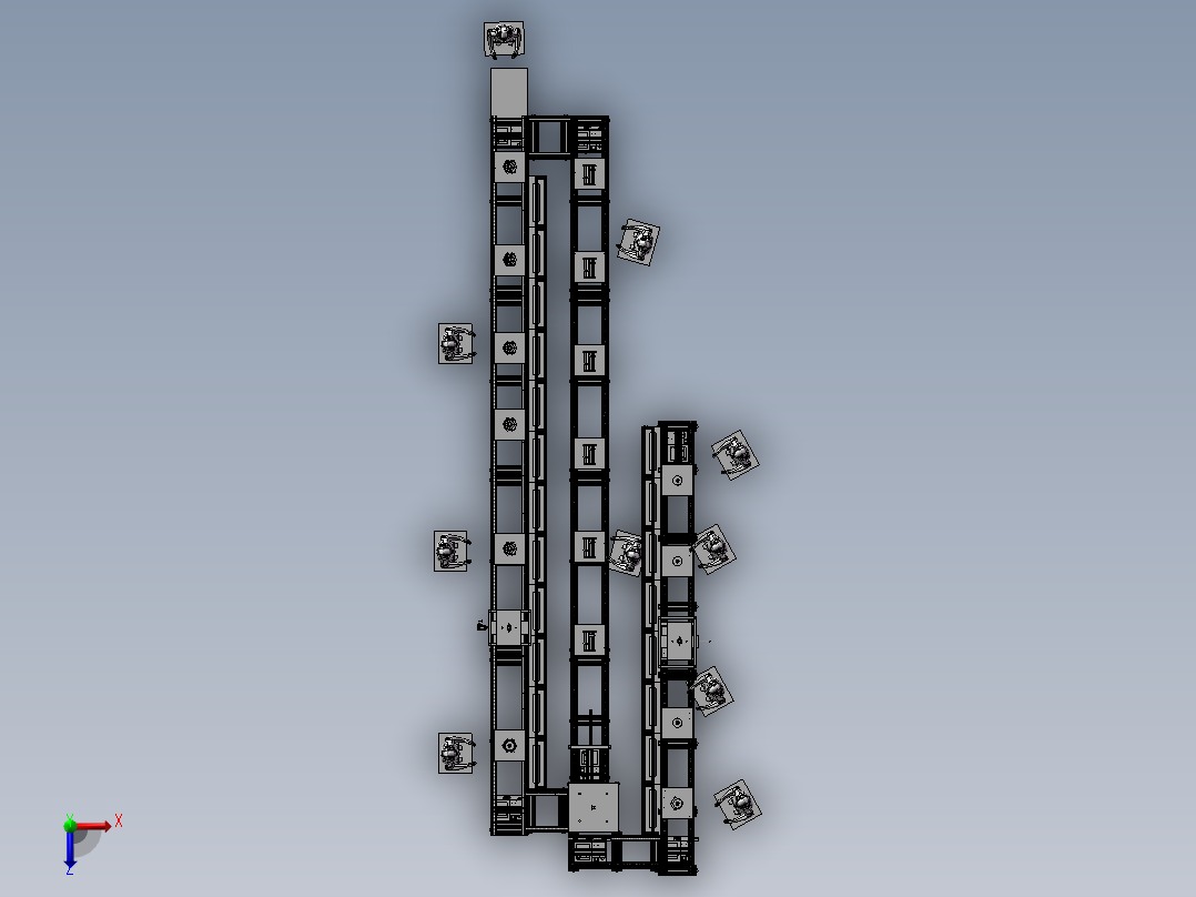 16电机组装线（电机定子、转子、罩壳组装流水线）俯视图