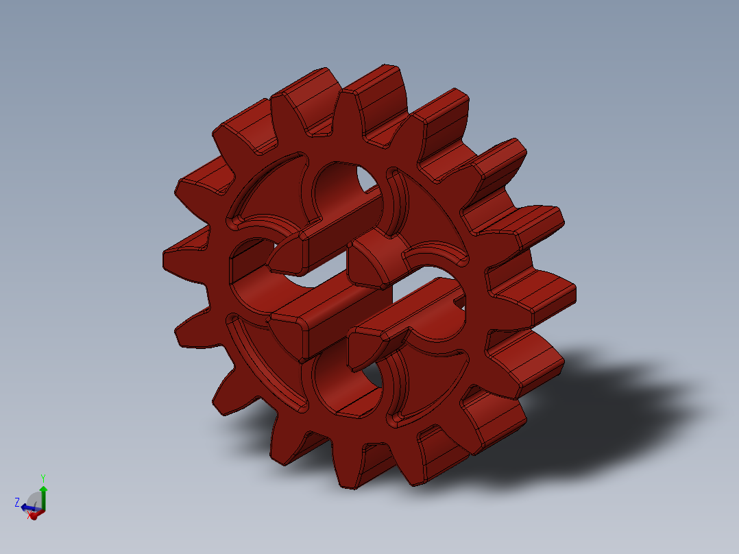 4019 - Bright Red Technic Gear 16 Tooth.SLDPRT主视图