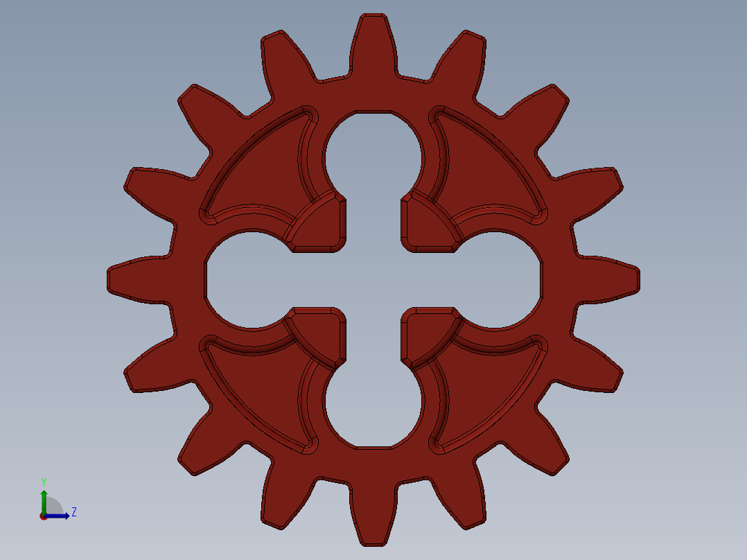 4019 - Bright Red Technic Gear 16 Tooth.SLDPRT左视图