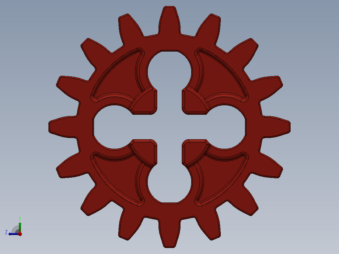 4019 - Bright Red Technic Gear 16 Tooth.SLDPRT右视图