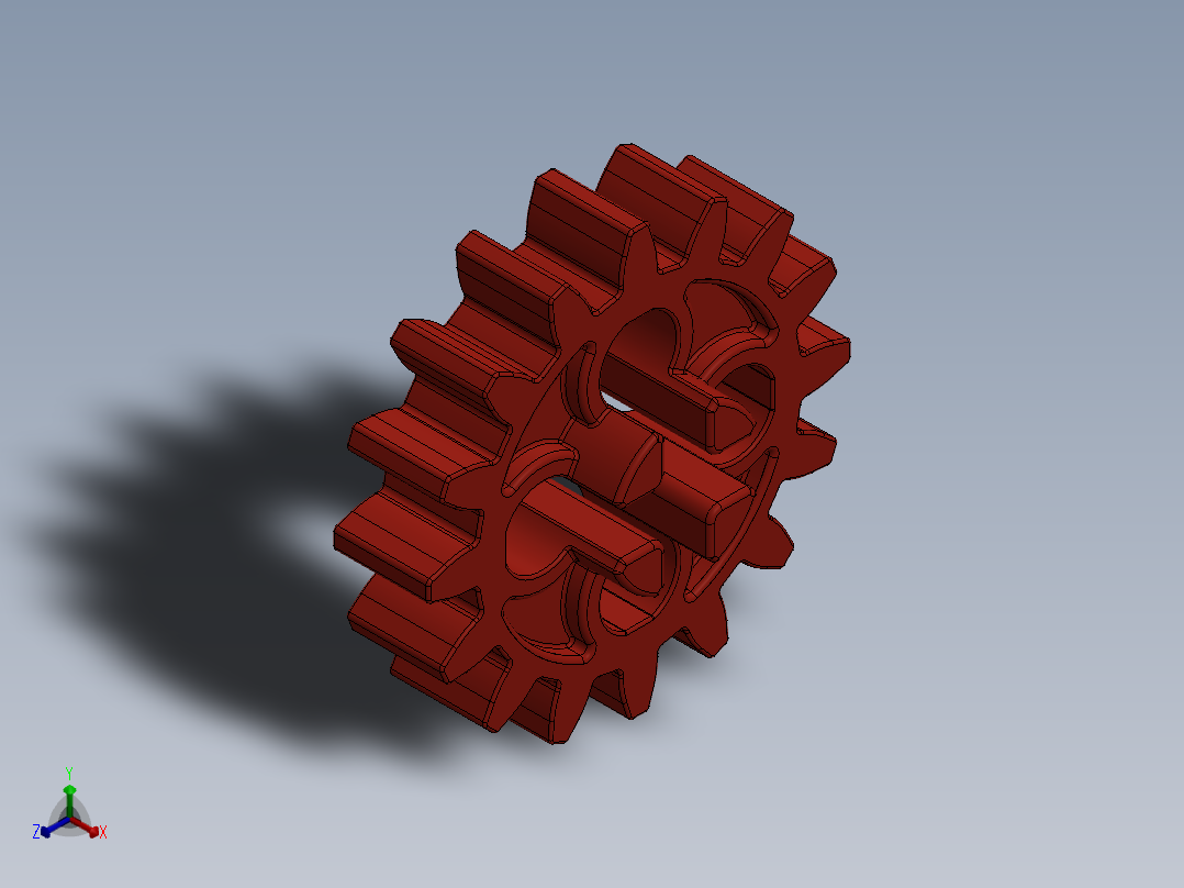 4019 - Bright Red Technic Gear 16 Tooth.SLDPRT正等轴测图